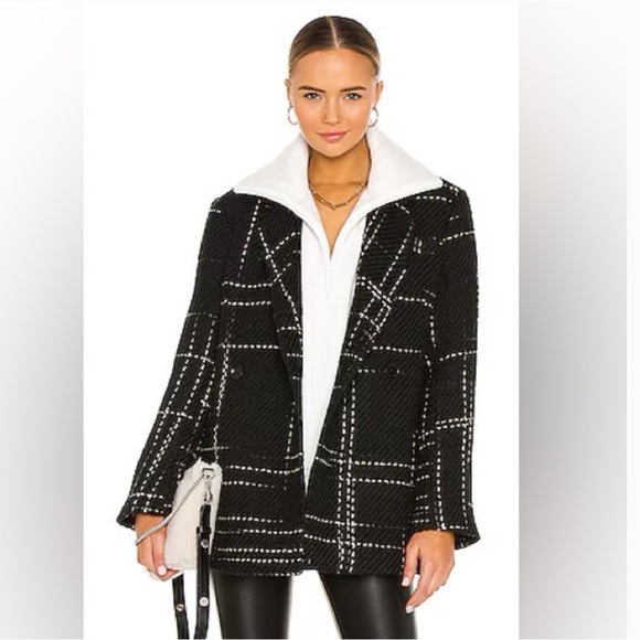 Anine Bing Kaia Double Breasted Blazer Black Plaid Size Small - Picture 2 of 5